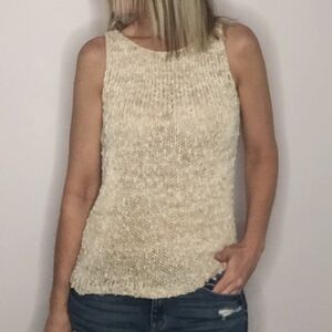 VINTAGE Pastel Yellow Loose Knit Sleeveless Tank